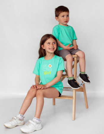 Футболка Овер м'ятна Flower girl