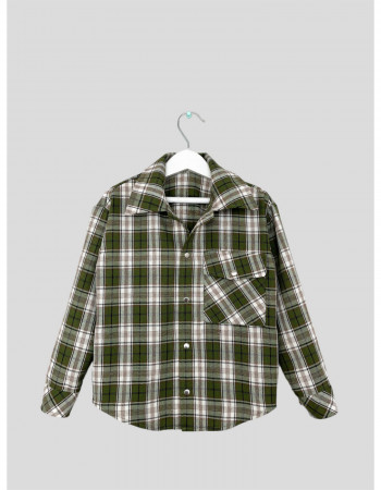 Сорочка Лекс в клітинку хакі с білим