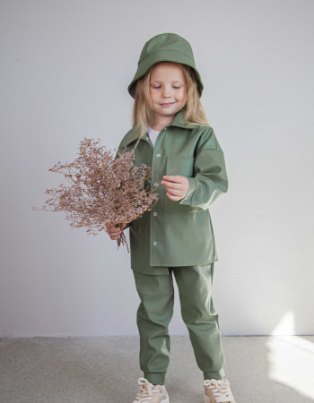 Комплект з Екокожа оливковий з панамкою