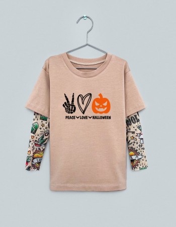 Футболка Дрейк з тату рукавами tattoo style Peace Love Halloween