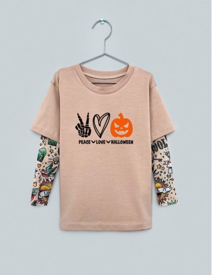 Футболка Дрейк з тату рукавами tattoo style Peace Love Halloween