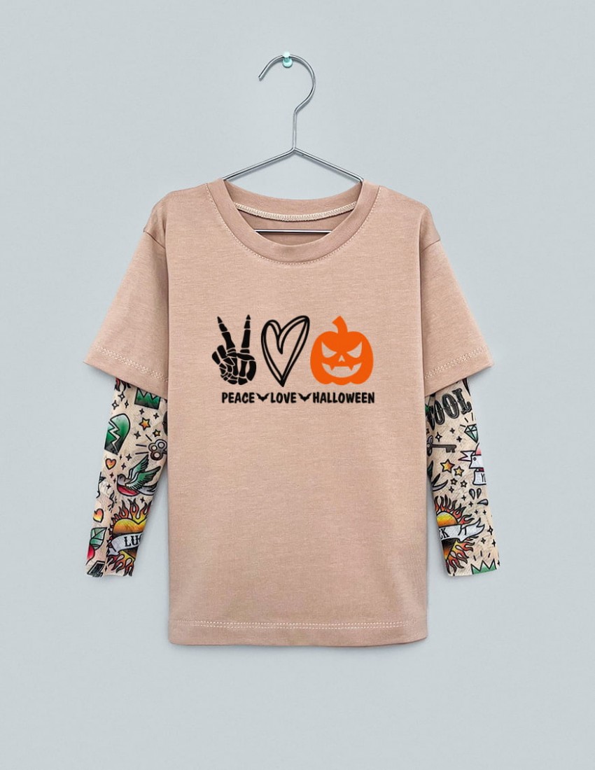 Футболка Дрейк з тату рукавами tattoo style Peace Love Halloween