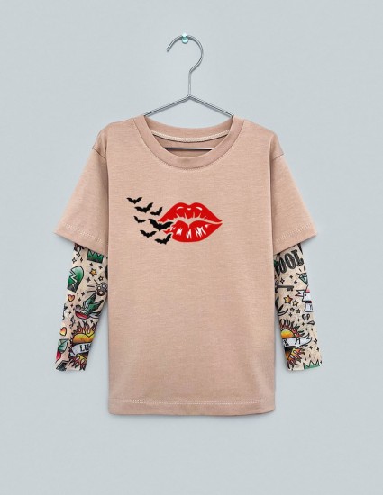 Футболка Дрейк з тату рукавами tattoo style Bat Kiss