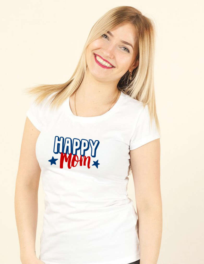 Футболка Classic женская белая Happy mom