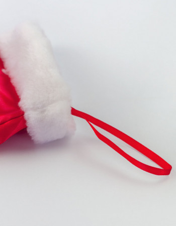 Новогодний атласный сапог красный