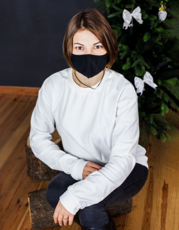 Маска багаторазова для дорослого Лімей чорна