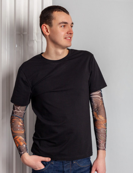Футболка Дрейк с тату рукавами tattoo art мужская