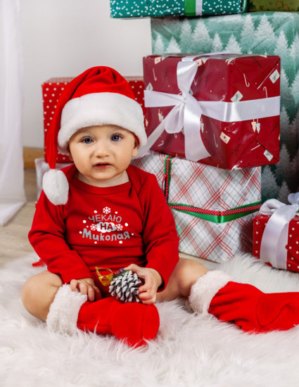 Боді червоний Чекаю на Миколая Боді червоний Чекаю на Миколая