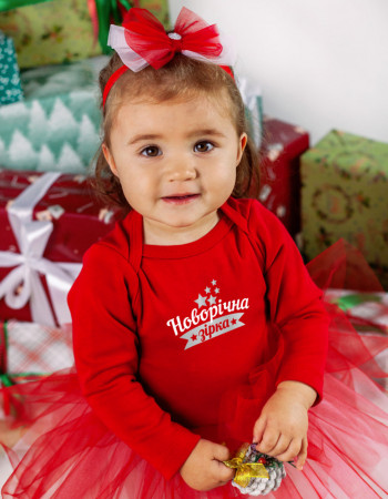 Плаття-боді і аксесуар Sandy червоний Новорічна зірка