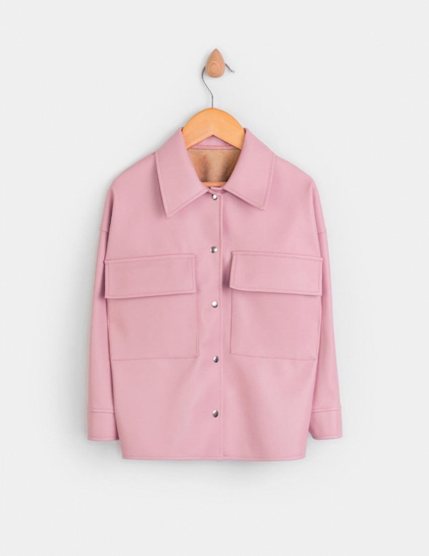 Рубашка кожаная Моника розовая