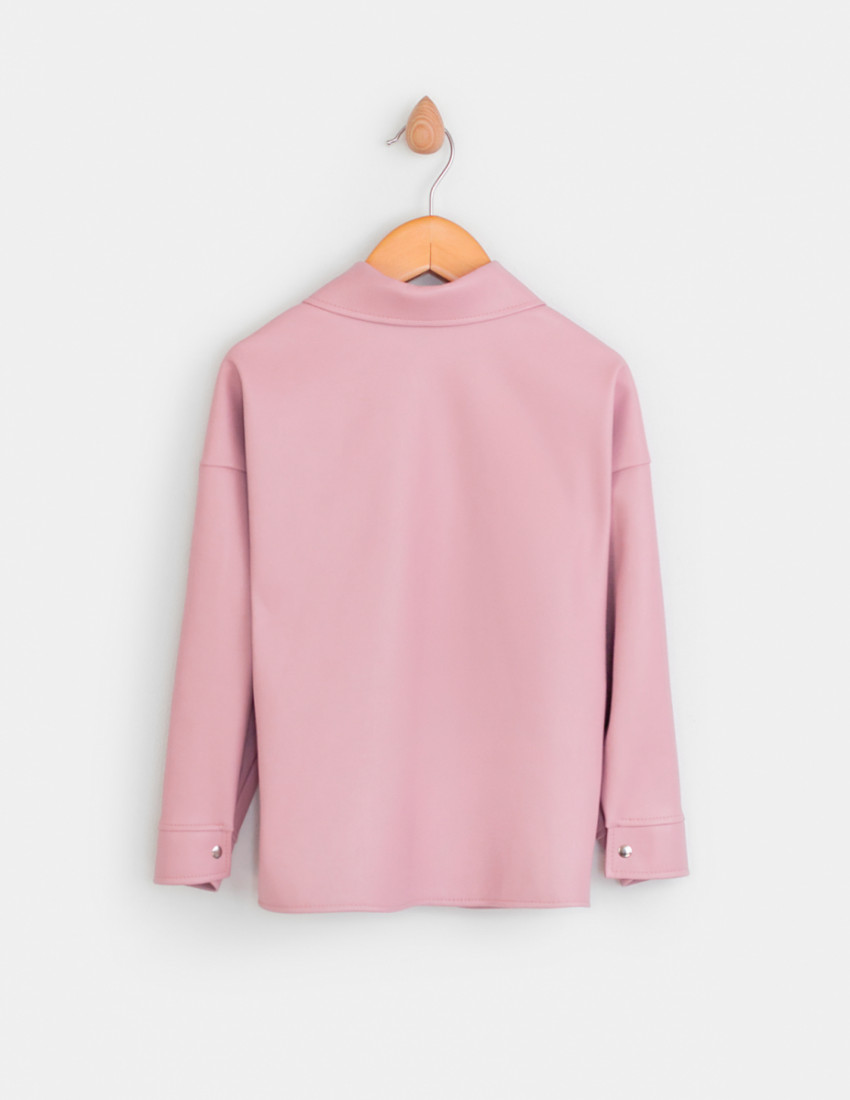 Рубашка кожаная Моника розовая