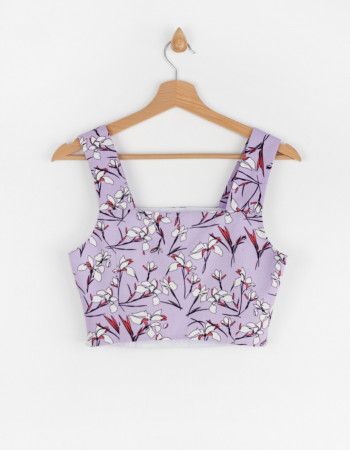 Топ лляний Норіс жіночий лавандовий в квіточку Топ лляний Норіс жіночий лавандовий в квіточку