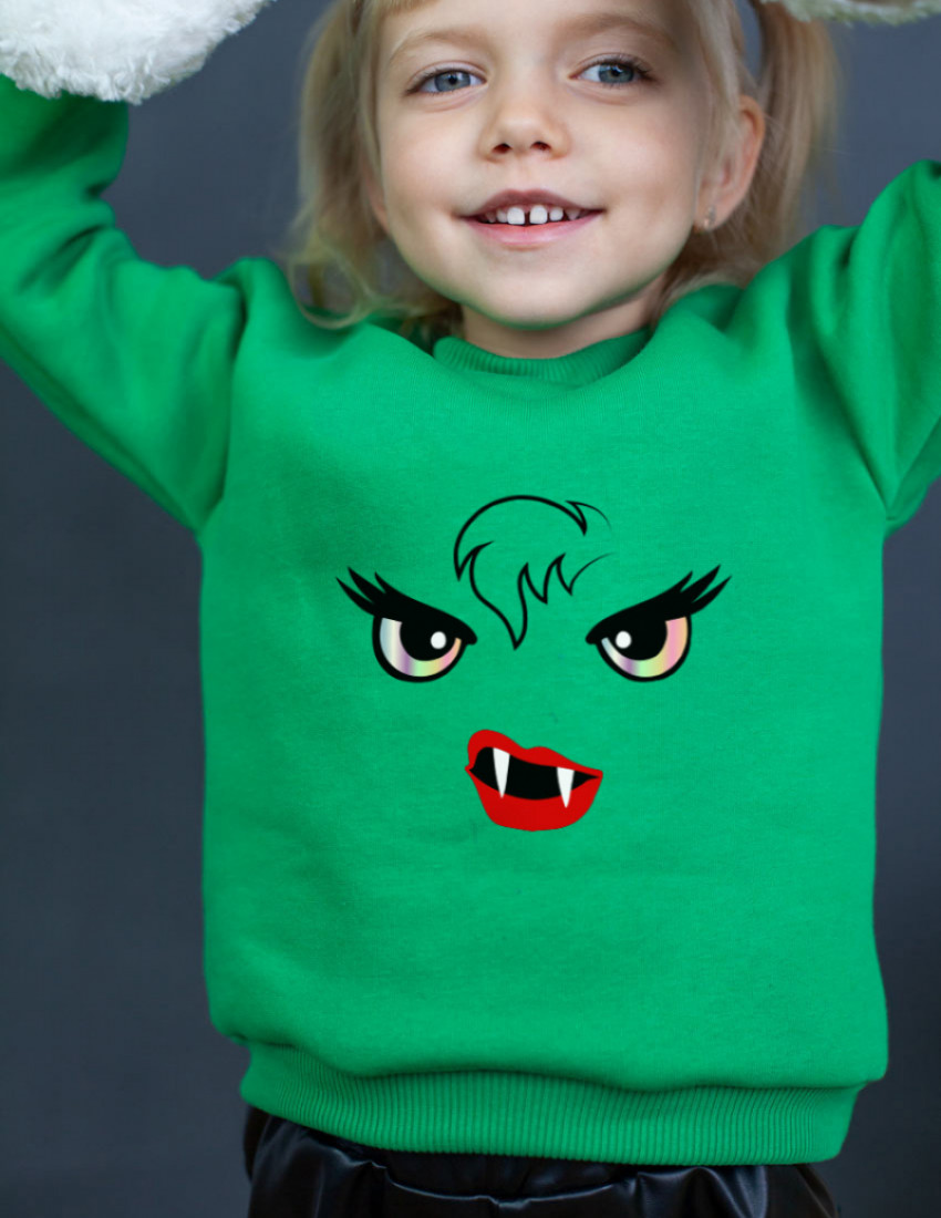 Свитшот Джойс зелёный с начесом Monster girl