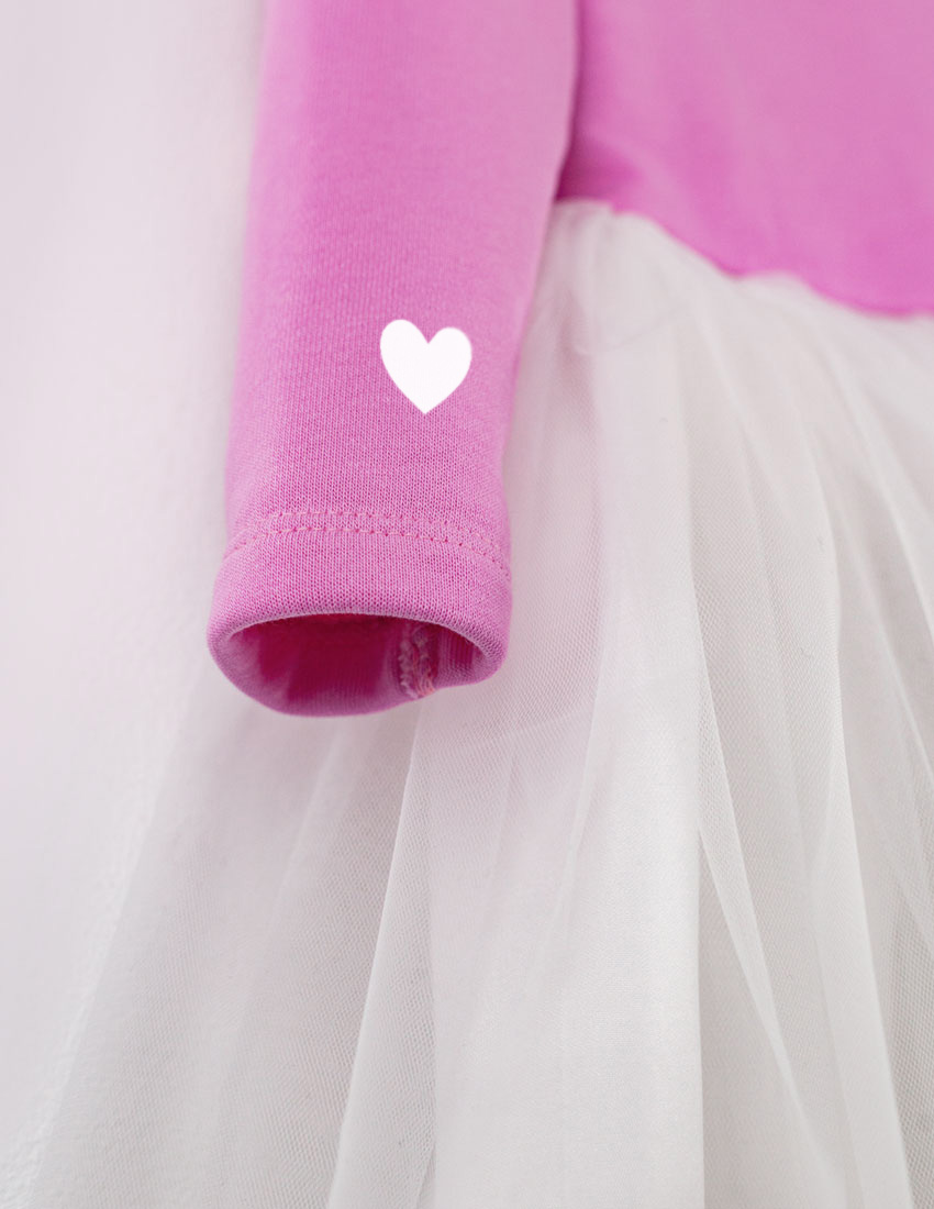 Платье Пикси розовое Папина любимка с сердечками