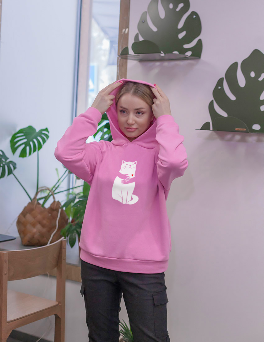 Толстовка Алекс женская розовая hug cat