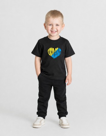 Футболка Овер чорна Ukraine heart