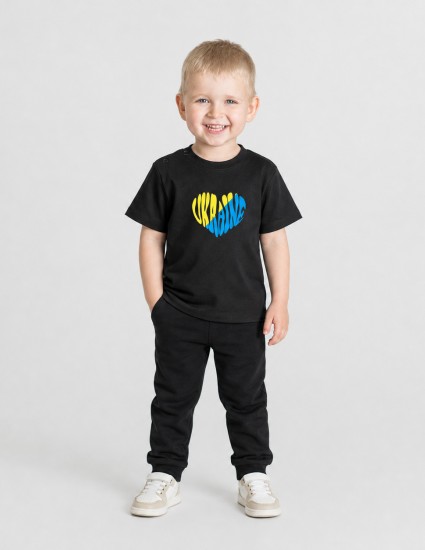 Футболка Овер чорна Ukraine heart