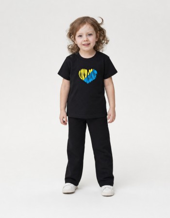 Футболка Овер чорна Ukraine heart