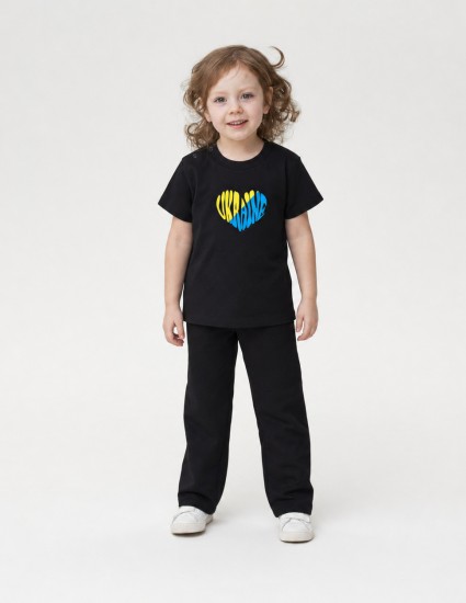 Футболка Овер чорна Ukraine heart