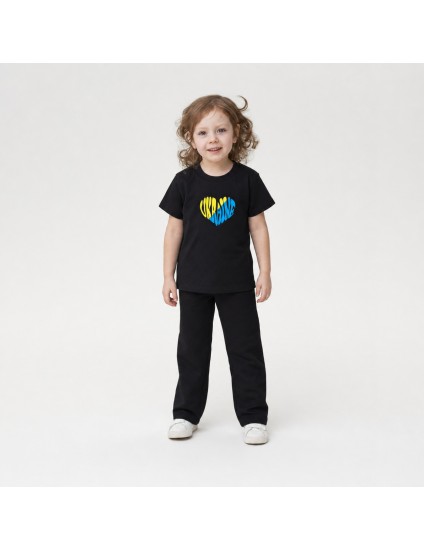 Футболка Овер чорна Ukraine heart