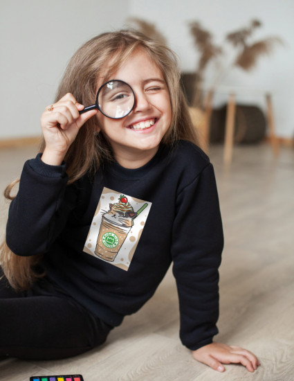 Джемпер Шелдон чорний з начосом Catppuccino Джемпер Шелдон чорний з начосом Catppuccino