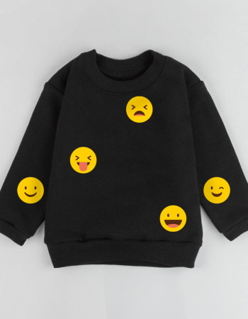 Джемпер Шелдон чорний з начосом Emoji