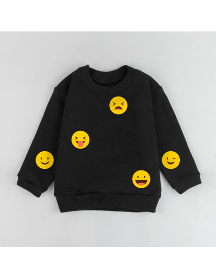 Джемпер Шелдон чорний з начосом Emoji