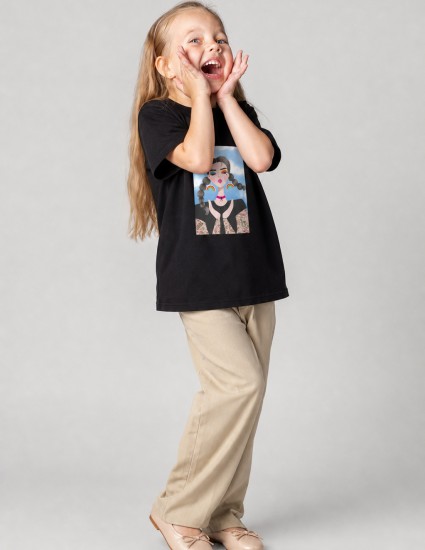Футболка Овер чорна Evgakids girl 