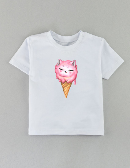 Футболка Овер біла Ice cream cat