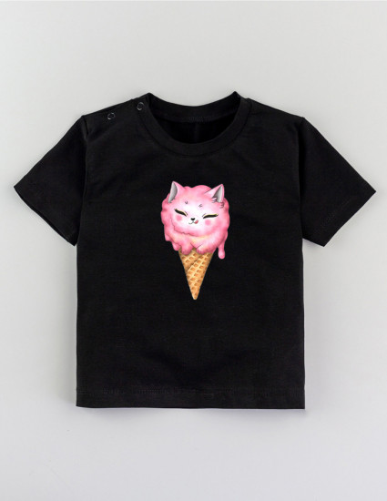 Футболка Овер чорна Ice cream cat