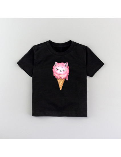 Футболка Овер чорна Ice cream cat