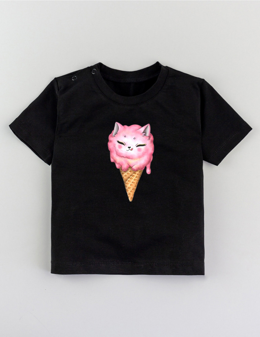 Футболка Овер чорна Ice cream cat