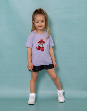 Футболка Овер лавандова Cherry lips