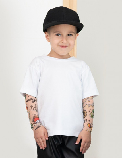 Футболка з тату-рукавами Дрейк Ukraine біла