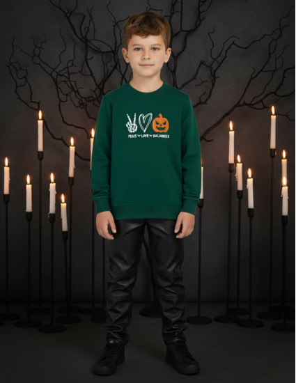 Світшот Джоуї темно-зелений Peace Love Halloween