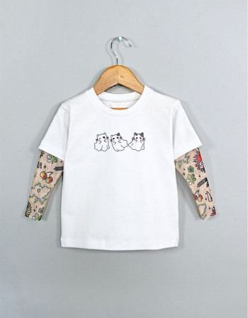 Футболка з тату-рукавами Дрейк Ukraine біла Boo Cats