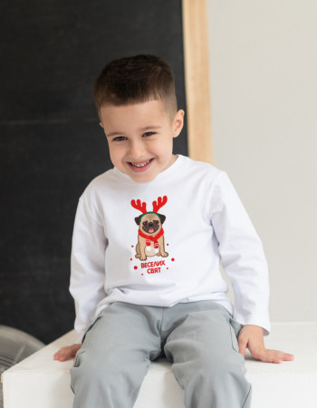 Лонгслив Лінк білий Веселих свят (з цуценям)