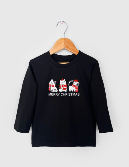 Лонгслив Лінк чорний Christmas cats