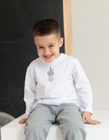 Лонгслив Лінк білий Повний Квітучий тризуб