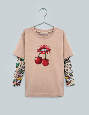 Футболка Дрейк з тату рукавами tattoo style Cherry lips