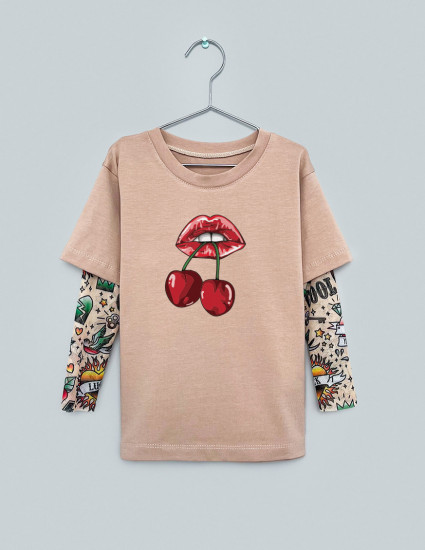Футболка Дрейк з тату рукавами tattoo style Cherry lips