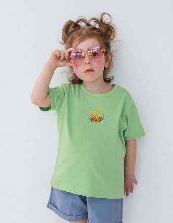 Футболка Овер фісташка Тризуб Квіти України