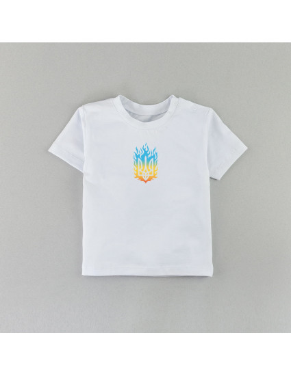 Футболка Овер біла Палаючий тризуб