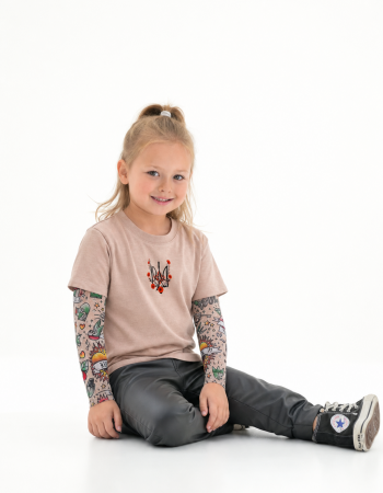 Футболка Дрейк з тату рукавами tattoo style Тризуб Вишиванка