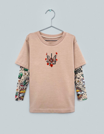 Футболка Дрейк з тату рукавами tattoo style Тризуб Вишиванка