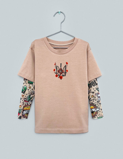Футболка Дрейк з тату рукавами tattoo style Тризуб Вишиванка