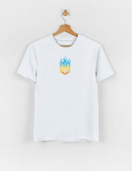 Футболка Овер для дорослого біла Палаючий тризуб