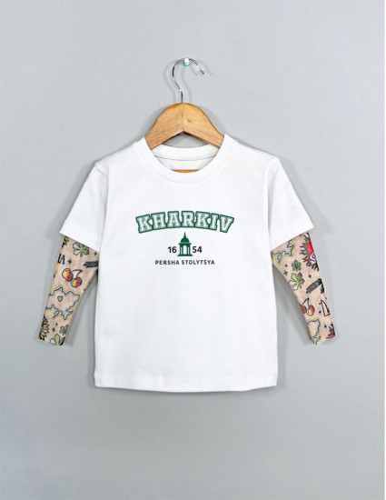 Футболка з тату-рукавами Дрейк Ukraine біла Kharkiv