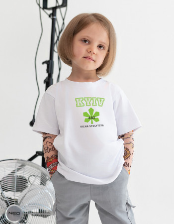 Футболка з тату-рукавами Дрейк Ukraine біла Kyiv