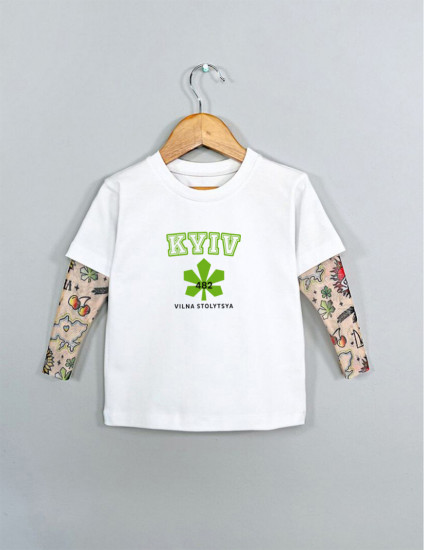 Футболка з тату-рукавами Дрейк Ukraine біла Kyiv